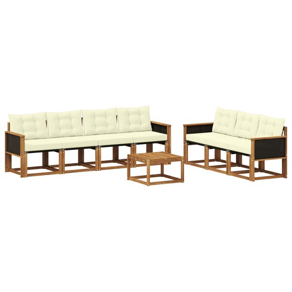 vidaXL Ensemble de canapés d'extérieur 8 pc Naturel et Crème