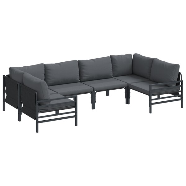 vidaXL Ensemble de canapé de jardin 6 Pièces Anthracite Acier