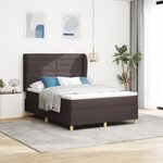 Lit à sommier avec matelas vidaXL Marron foncé 140x200 cm Tissu