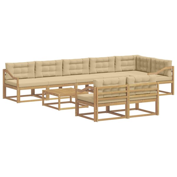 vidaXL Ensemble de canapés d'extérieur 9 pc Blanc et Beige Polyester