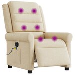 vidaXL Fauteuil inclinable de massage électrique crème tissu