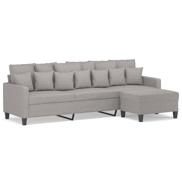 vidaXL Canapé à 3 places avec repose-pieds Gris clair 210 cm Tissu