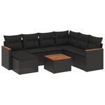 vidaXL Salon de jardin 8 Pièces avec coussins noir résine tressée
