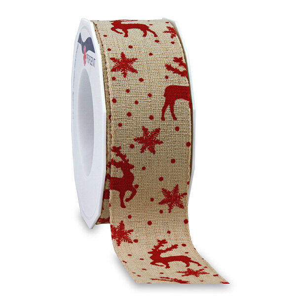 Ruban linière trondheim 15-m-rouleau 40 mm kraft/rouge