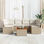 vidaXL Ensemble de canapé de jardin 7 Pièces Beige et blanc
