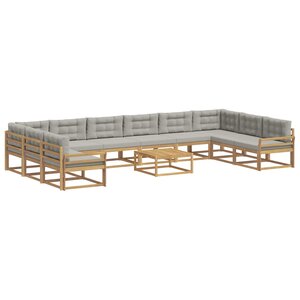 vidaXL Ensemble de canapés d'extérieur 11 Pièces Blanc et gris clair