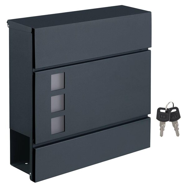 Boîte aux lettres moderne avec porte-journaux couvercle verrouillable facile à installer gris anthracite 12_0001646