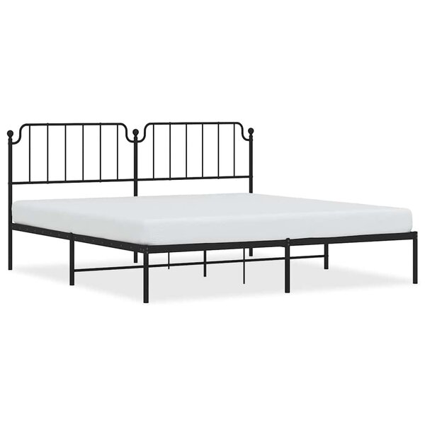 vidaXL Cadre de lit métal sans matelas avec tête de lit noir 193x203cm