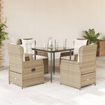 vidaXL Ensemble à manger de jardin avec coussins 5Pièces Beige poly rotin