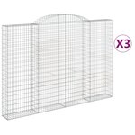 vidaXL Paniers à gabions arqués 3 Pièces 300x30x200/220 cm fer galvanisé
