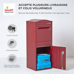 Boîte à colis incurvée 1 porte Large Bordeaux Acier galvanisé SMART PARCEL BOX™