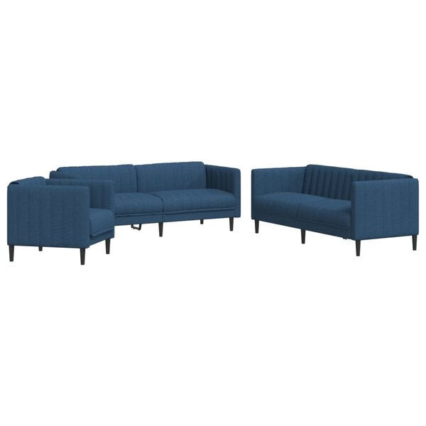 vidaXL Ensemble de canapés 3 Pièces bleu tissu