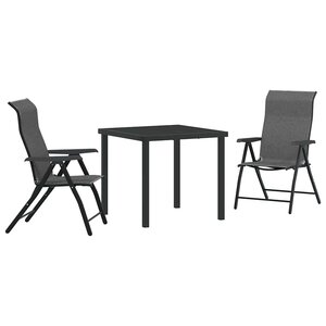 vidaXL Ensemble de salle à manger pour jardin 3 Pièces Gris Poly rotin