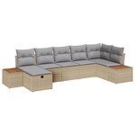 Ensemble de canapé de jardin vidaXL 7 pièces avec coussins beige rattan poly