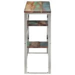 vidaXL Table console argenté acier inoxydable/bois massif récupération