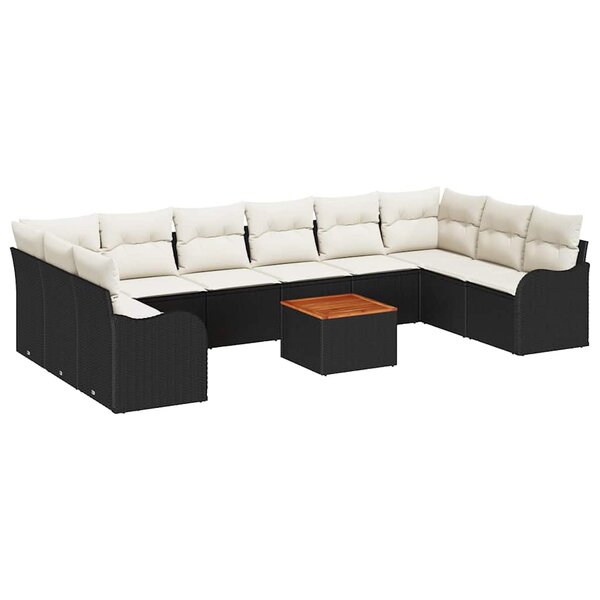 vidaXL Ensemble de canapé de jardin 11 Pièces Noir et blanc