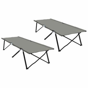 vidaXL Lit de camping pliant 2 Pièces Gris 206 x 76 x 74 cm Tissu Oxford