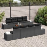vidaXL Ensemble de canapé de jardin 7 Pièces Noir