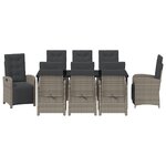 Set de salle à manger jardin 9 pièces vidaXL avec coussins gris