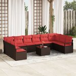 vidaXL Ensemble de canapé de jardin 11 Pièces Marron et rouge
