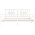 vidaXL Cadre de lit avec tête de lit blanc Super King Size bois massif