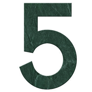Numéro 5 - Numéro adhésif pour boîtes aux lettres- Pierre véritable 50 mm  Malachite
