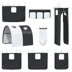 vidaXL Lit mezzanine pour enfants Blanc et Noir 90 x 190 cm Métал