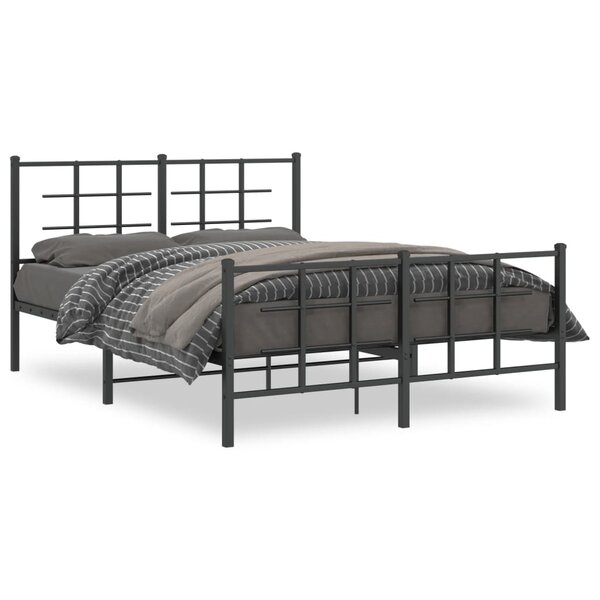 vidaXL Cadre de lit métal sans matelas avec pied de lit noir 140x190cm