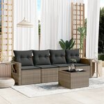 vidaXL Salon de jardin 5 Pièces avec coussins gris résine tressée