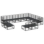 vidaXL Ensemble de canapé de jardin avec coussin 12 Pièces Noir Aluminium