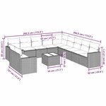 vidaXL Salon de jardin avec coussins 12 Pièces gris clair résine tressée