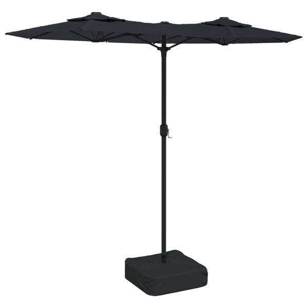 vidaXL Parasol de jardin à double tête avec LED noir 316x240 cm