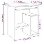 vidaXL Bureau chêne artisanal 80x45x74 cm bois d'ingénierie