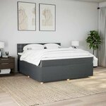 vidaXL Sommier à lattes de lit avec matelas Gris foncé 180x200cm Tissu