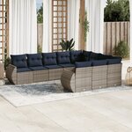 vidaXL Salon de jardin 10 Pièces avec coussins gris résine tressée