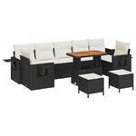 vidaXL Ensemble de canapé de jardin 10 Pièces Noir polyrotin