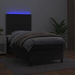 vidaXL Sommier à lattes de lit avec matelas et LED Noir 90x200 cm