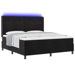 vidaXL Lit à ressorts avec matelas avec LED Noir 180 x 200 cm Velours