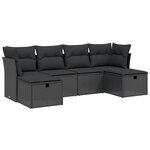 vidaXL Salon de jardin 6 Pièces avec coussins noir résine tressée