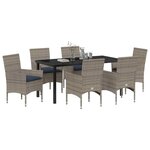 vidaXL Ensemble table et chaises avec coussin 7 Pièces Gris Rotin PE