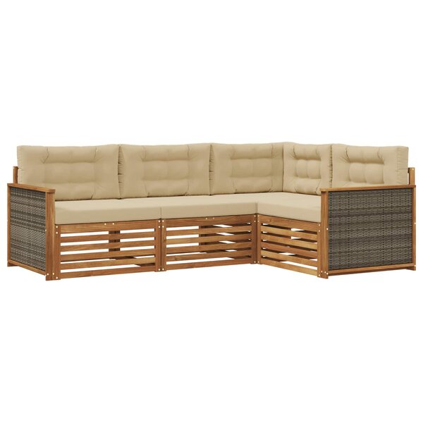 vidaXL Ensemble de canapés d'extérieur 4 pc Naturel et Beige