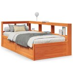 vidaXL Lit bibliothèque sans matelas cire marron 75x190 cm pin massif