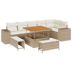 vidaXL Ensemble de canapé de jardin avec coussin 9 Pièces Beige et crème