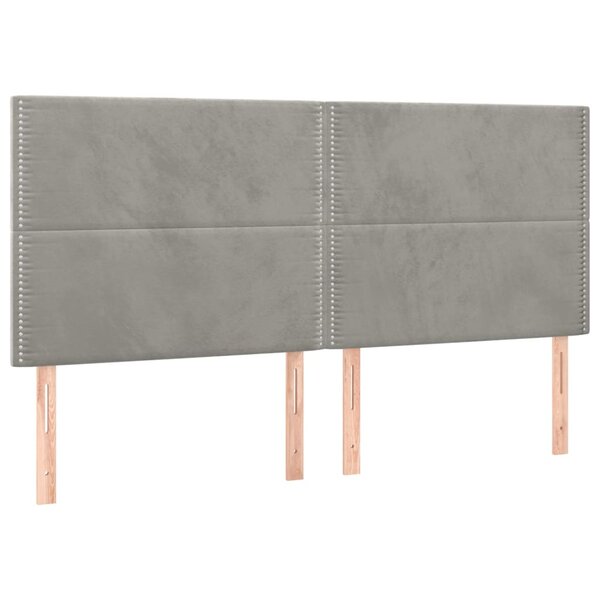 vidaXL Tête de lit Gris clair 200x5x118/128 cm Velours