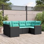 vidaXL Salon de jardin 6 Pièces avec coussins noir résine tressée