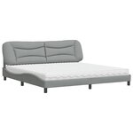 vidaXL Lit avec matelas Hvar gris clair 200x200 cm tissu