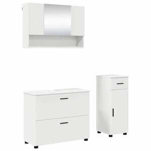 vidaXL Ensemble de mobilier de salle de bain avec tiroir 3 Pièces Blanc
