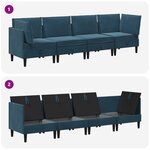 vidaXL Ensemble de meubles pour le salon 4 Pièces Bleu Velours