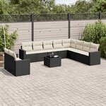 vidaXL Salon de jardin 11 Pièces avec coussins noir résine tressée