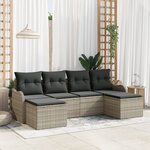 Ensemble de Canapé de Jardin 6 pièces vidaXL avec Coussins Gris Clair Rotin synthétique
